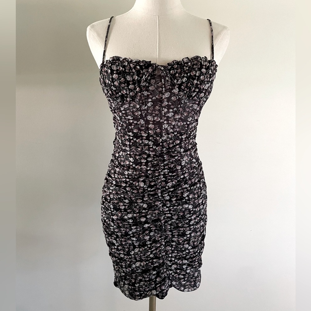 UO Kiss the Sky Ruched Roses Dress with Underwire